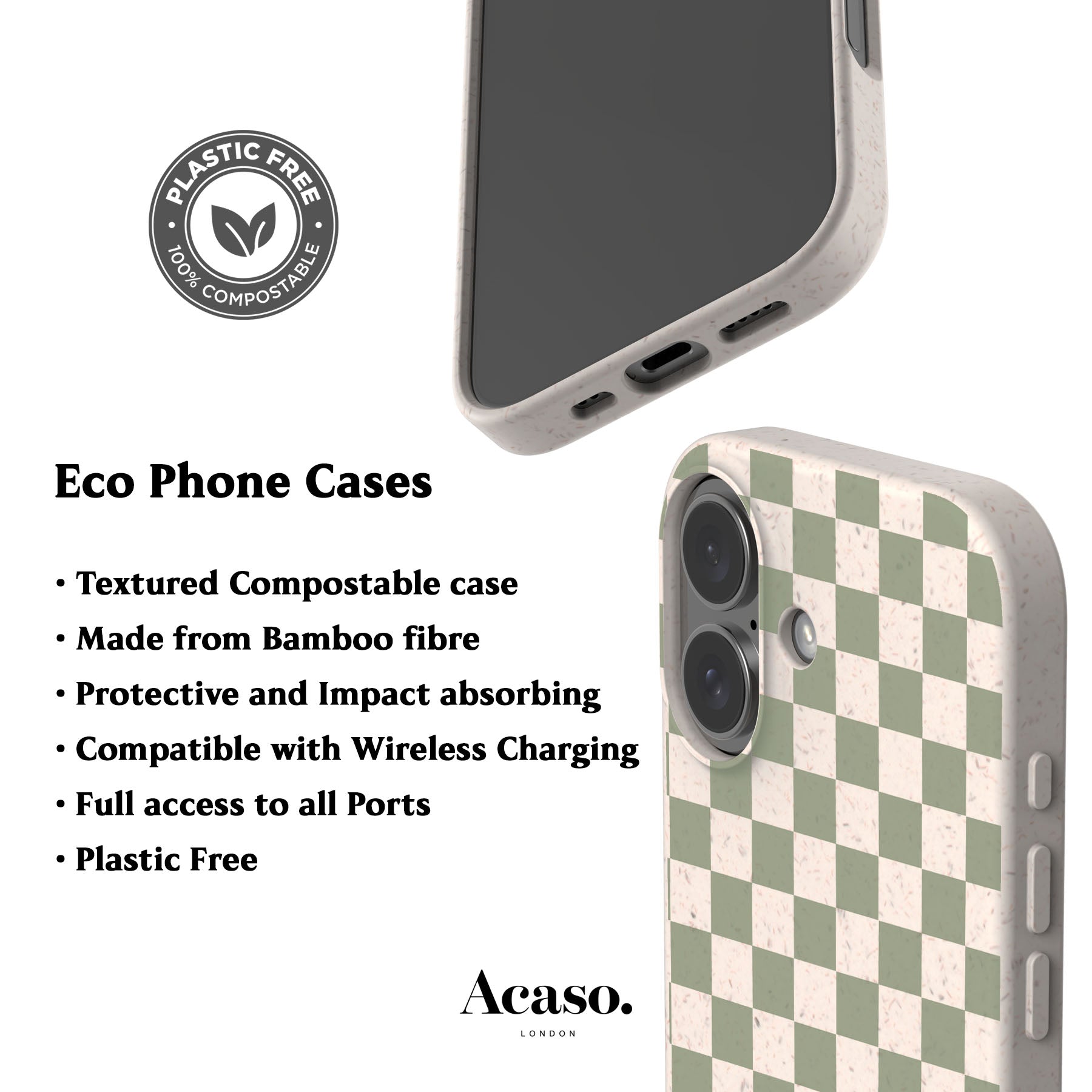 Pale Green Checker Eco-Friendly Phone Case