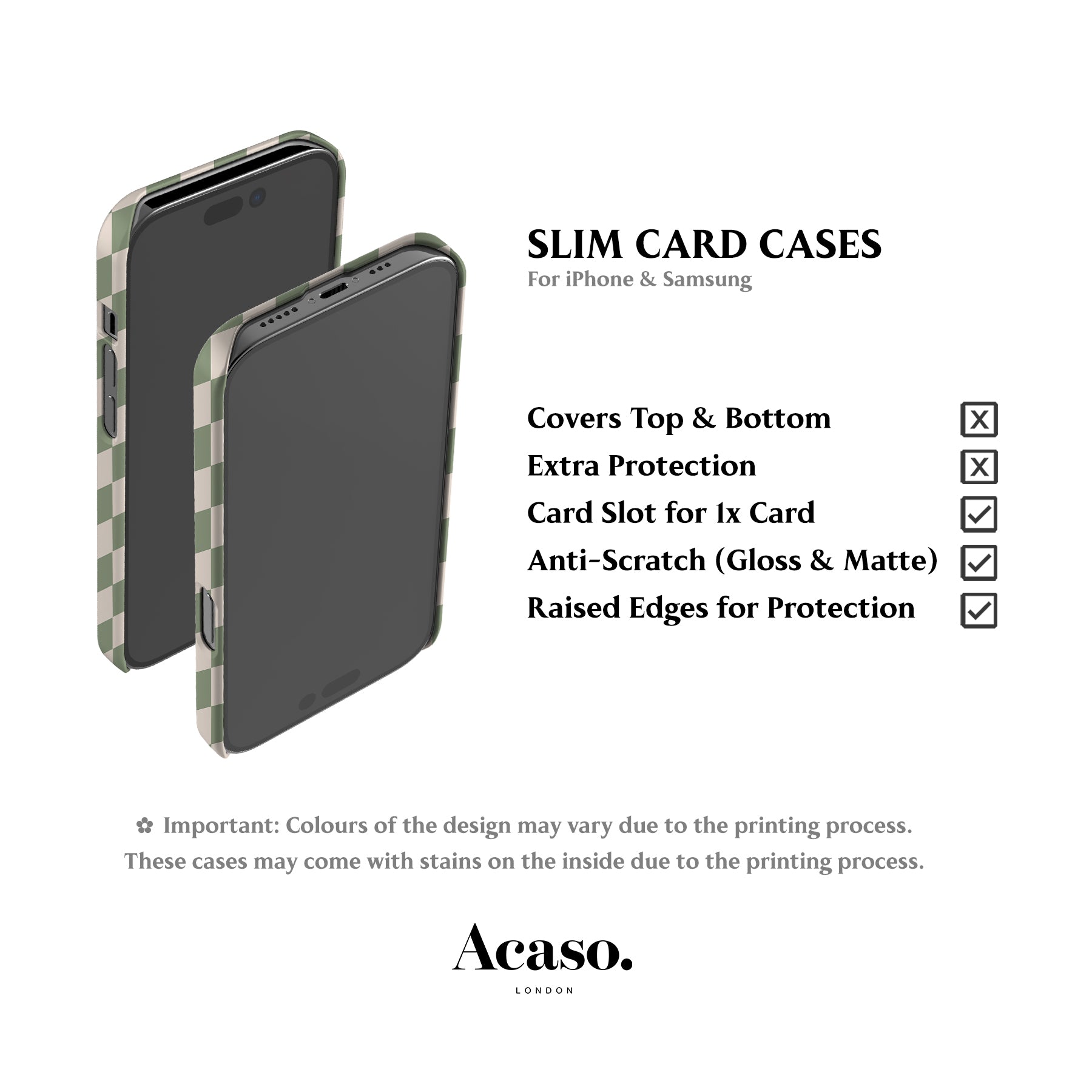 Pale Green Checkered Card Case