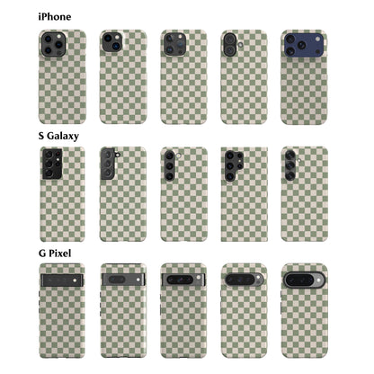 Pale Green Checkered Phone Case