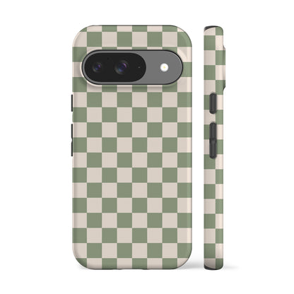 Pale Green Checkered Phone Case