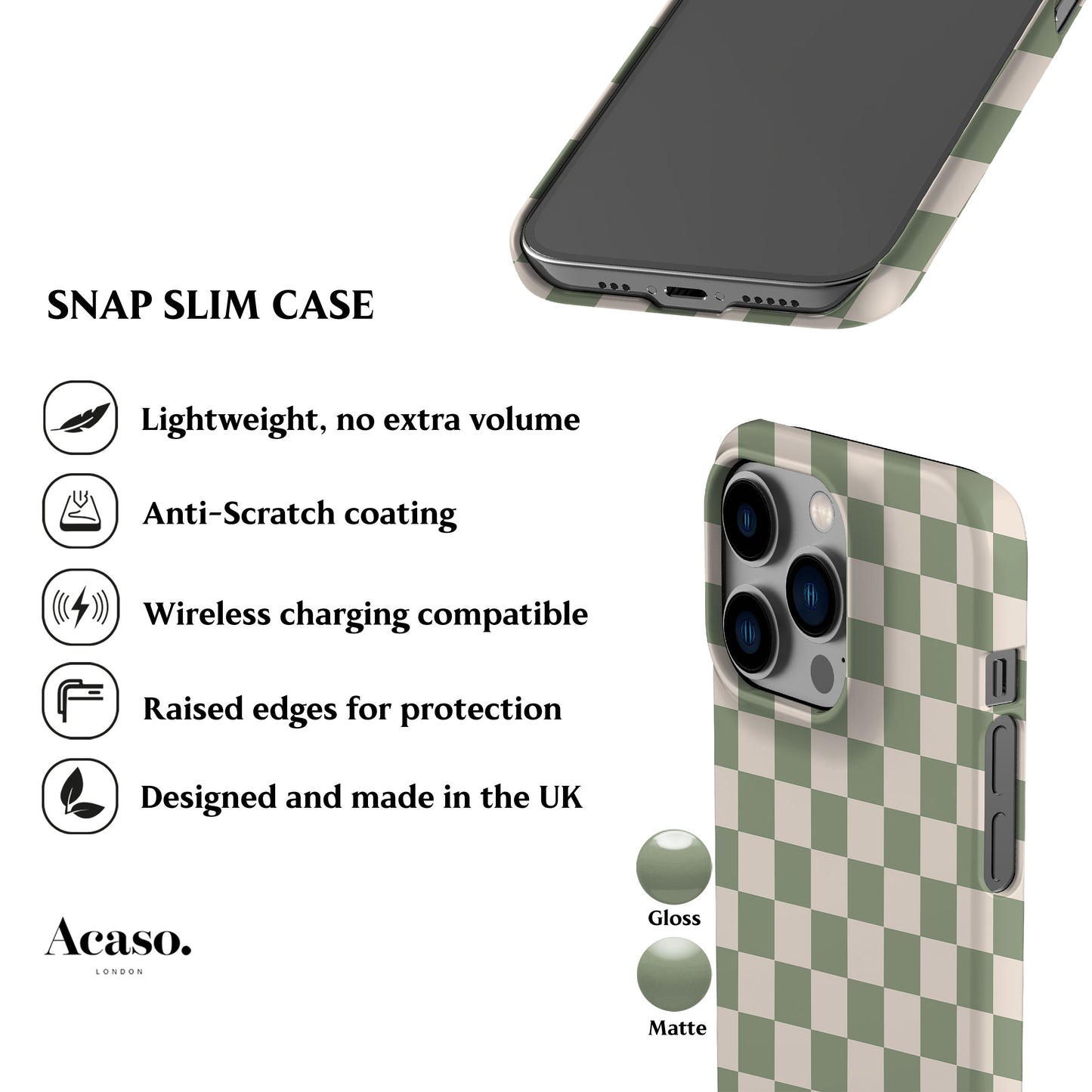 Pale Green Checkered Phone Case