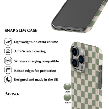 Pale Green Checkered Phone Case