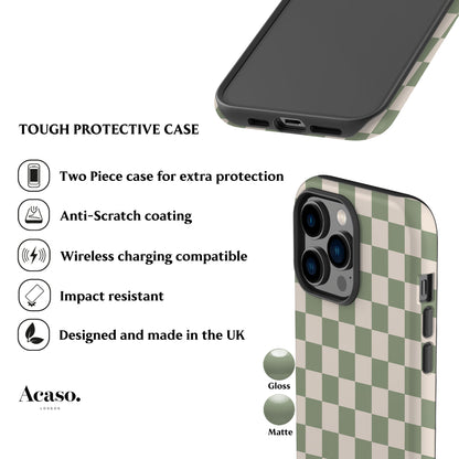 Pale Green Checkered Phone Case