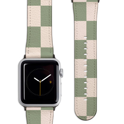 Pale Green Checkers Apple Watch Strap
