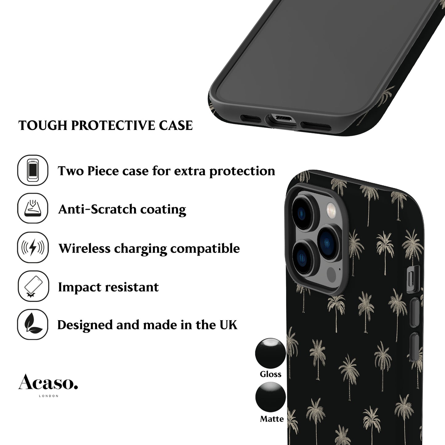 Palm Trees Black Phone Case