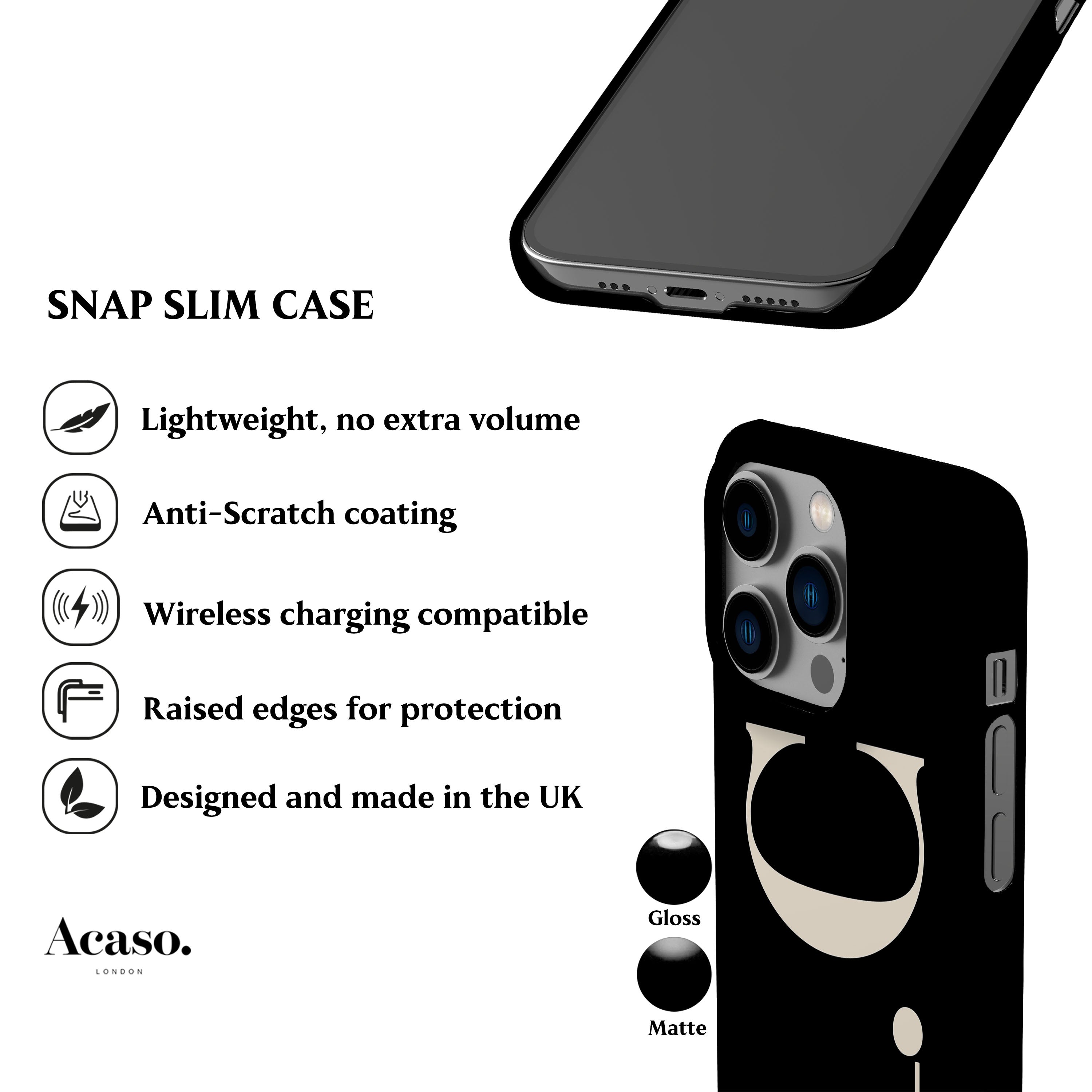 Custom Initials Black Phone Case