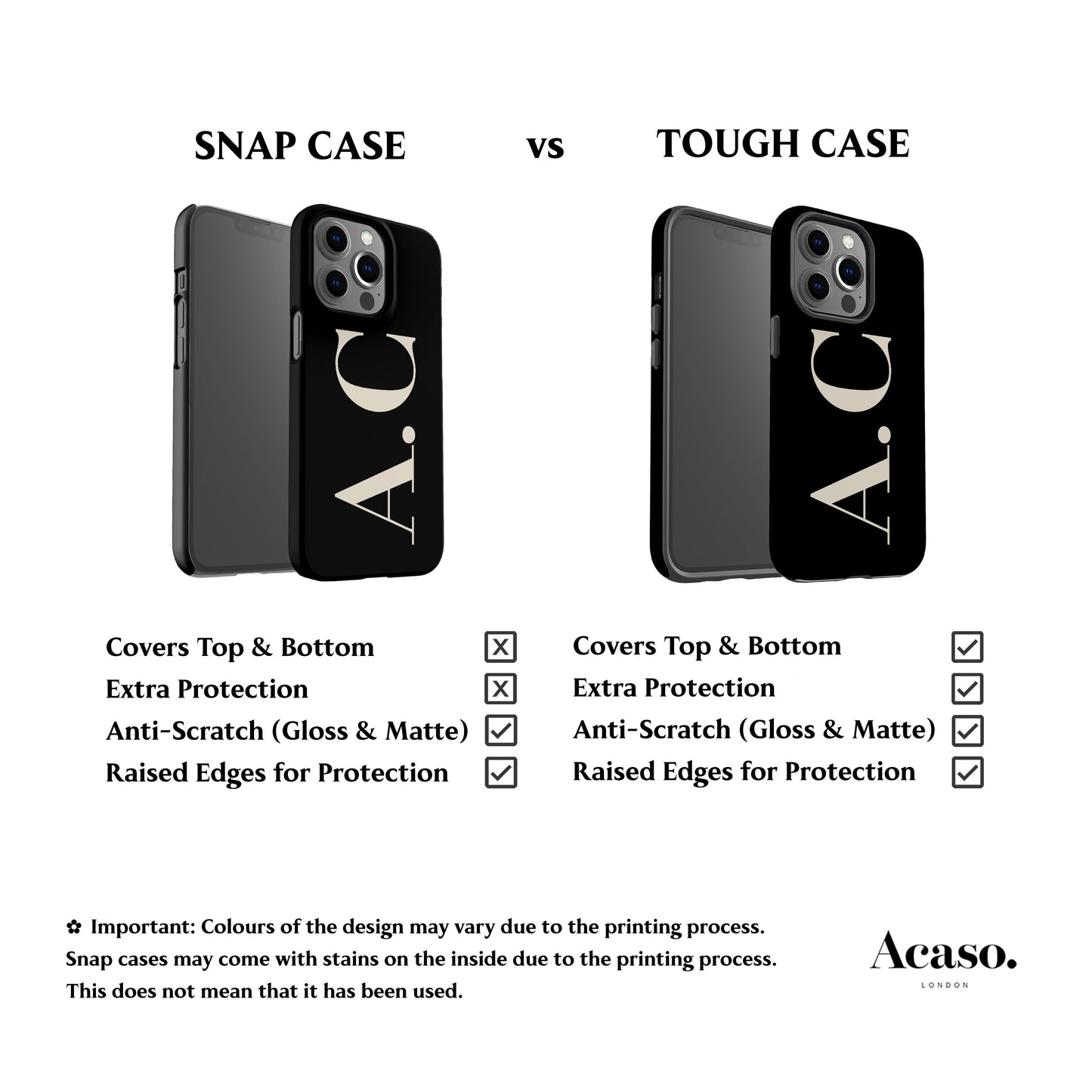 Custom Initials Black Phone Case