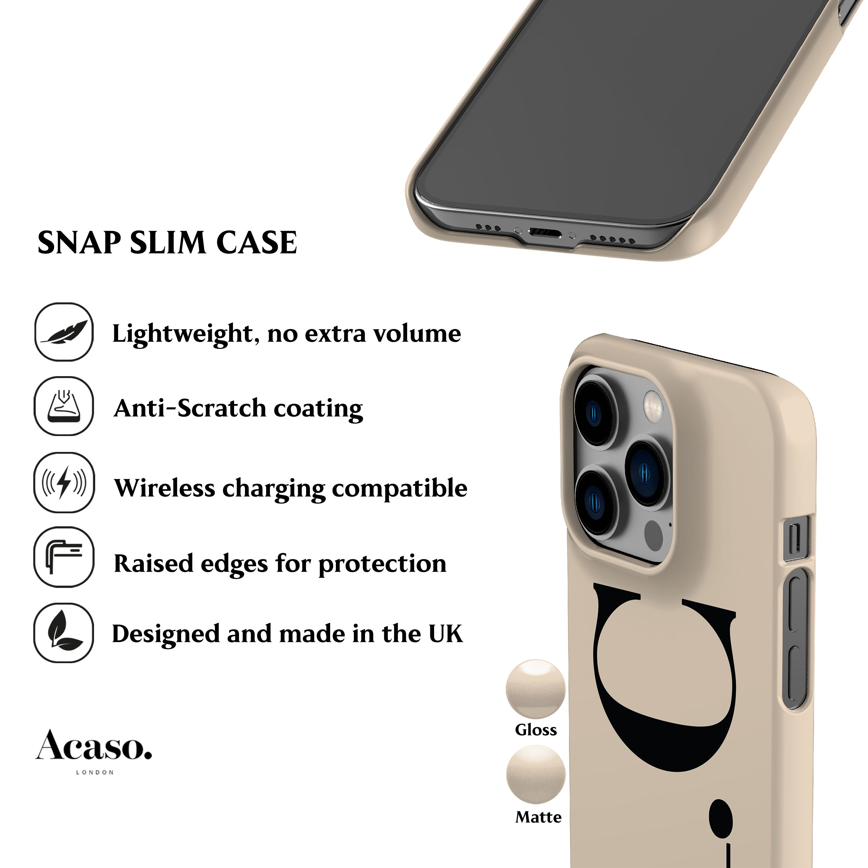 Custom Initials Ivory Phone Case