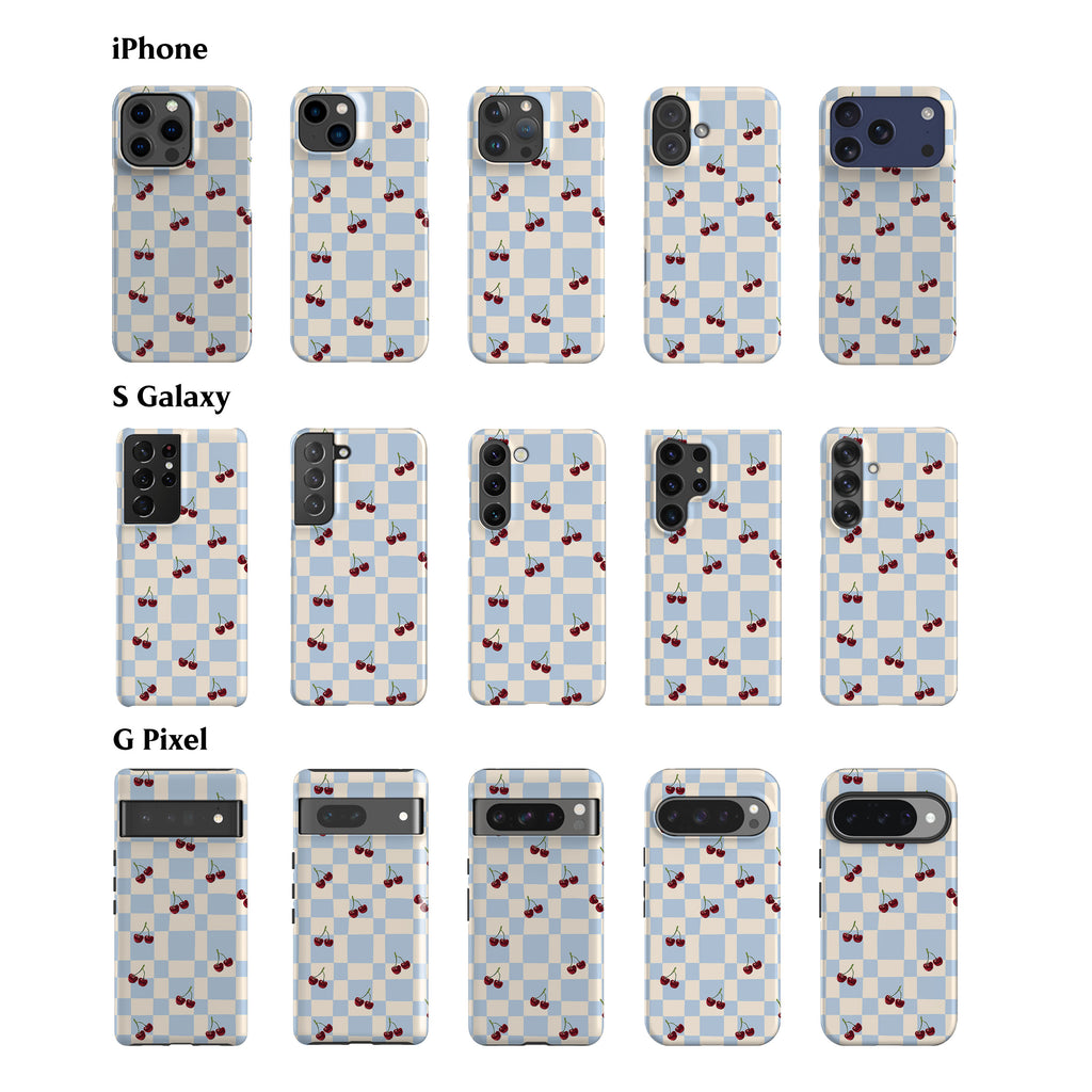 Picnic Cherries Blue Phone Case