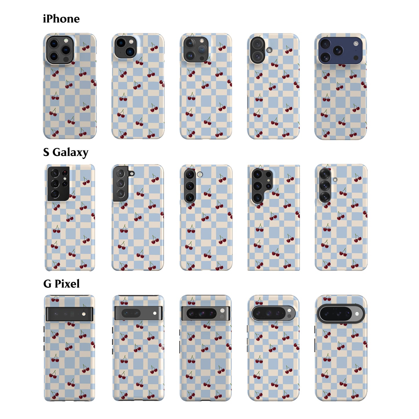 Picnic Cherries Blue Phone Case