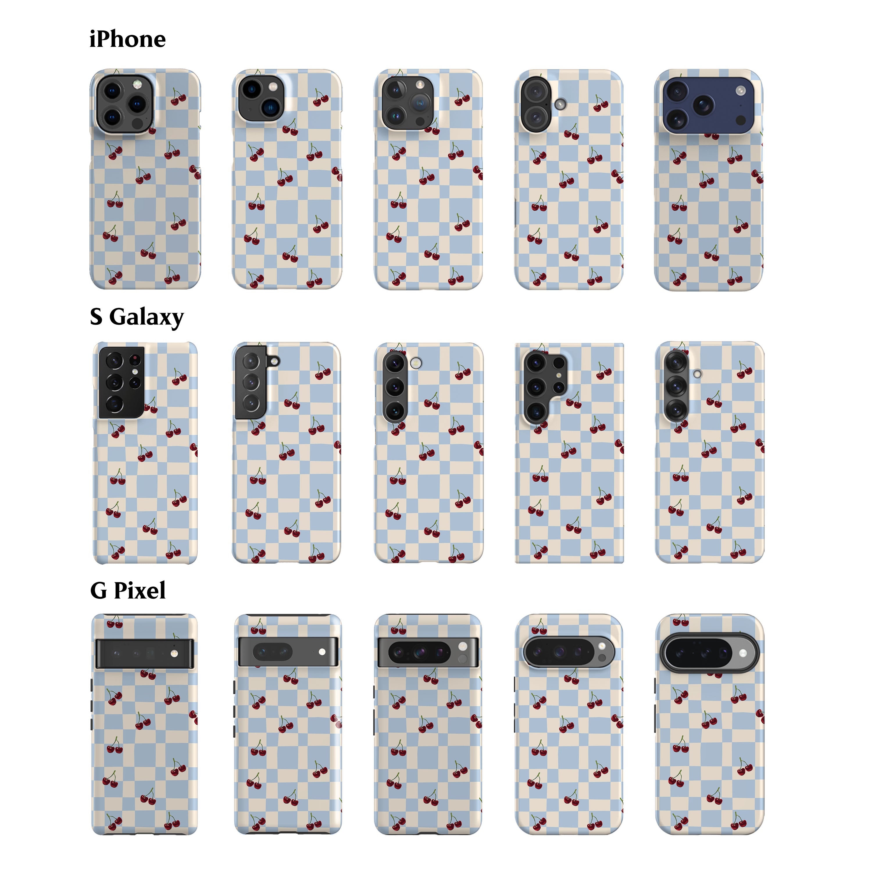 Picnic Cherries Blue Phone Case