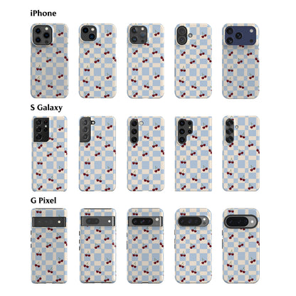 Picnic Cherries Blue Phone Case
