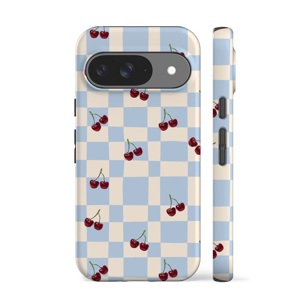 Picnic Cherries Blue Phone Case