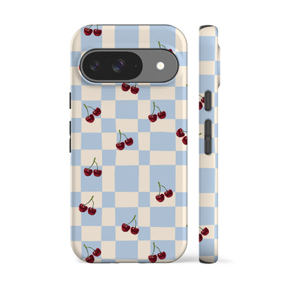Picnic Cherries Blue Phone Case