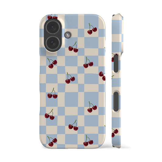 Picnic Cherries Blue Phone Case