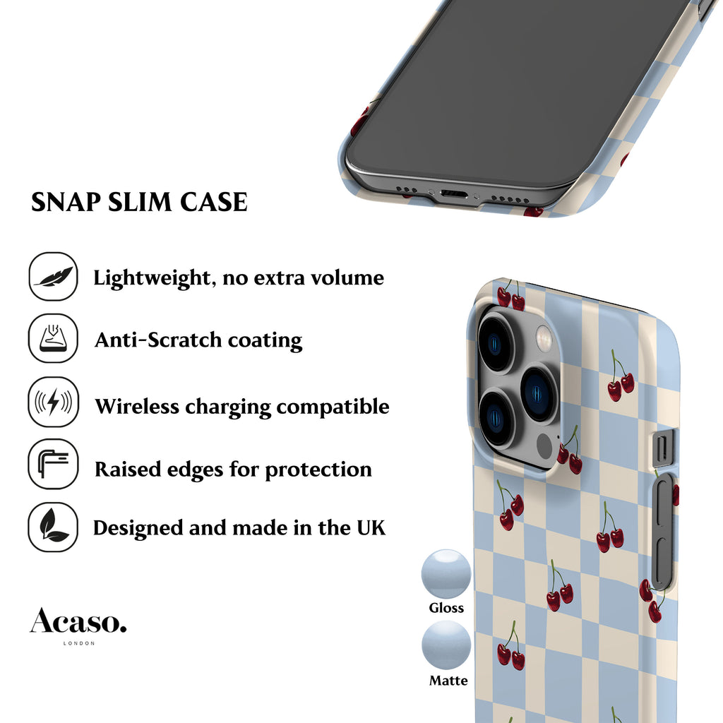 Picnic Cherries Blue Phone Case