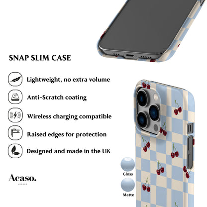 Picnic Cherries Blue Phone Case