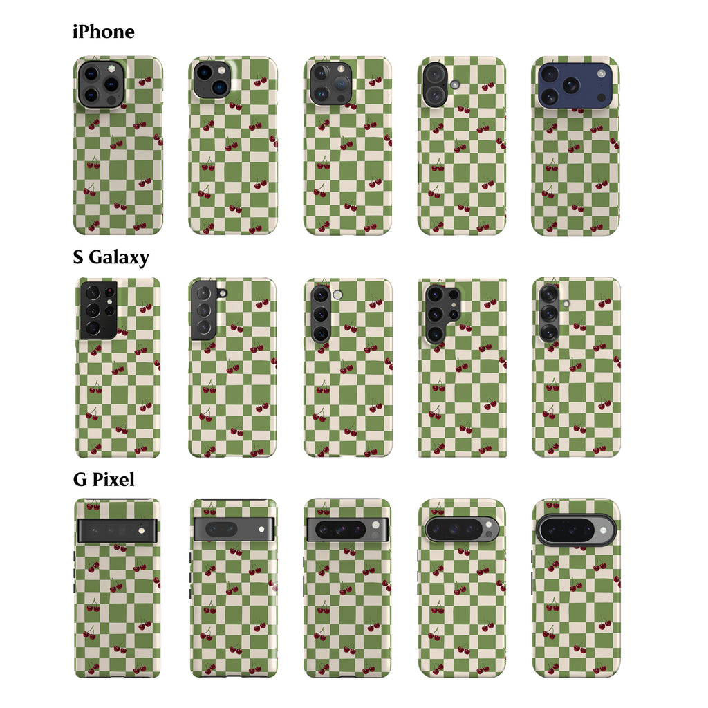 Picnic Cherries Green Phone Case