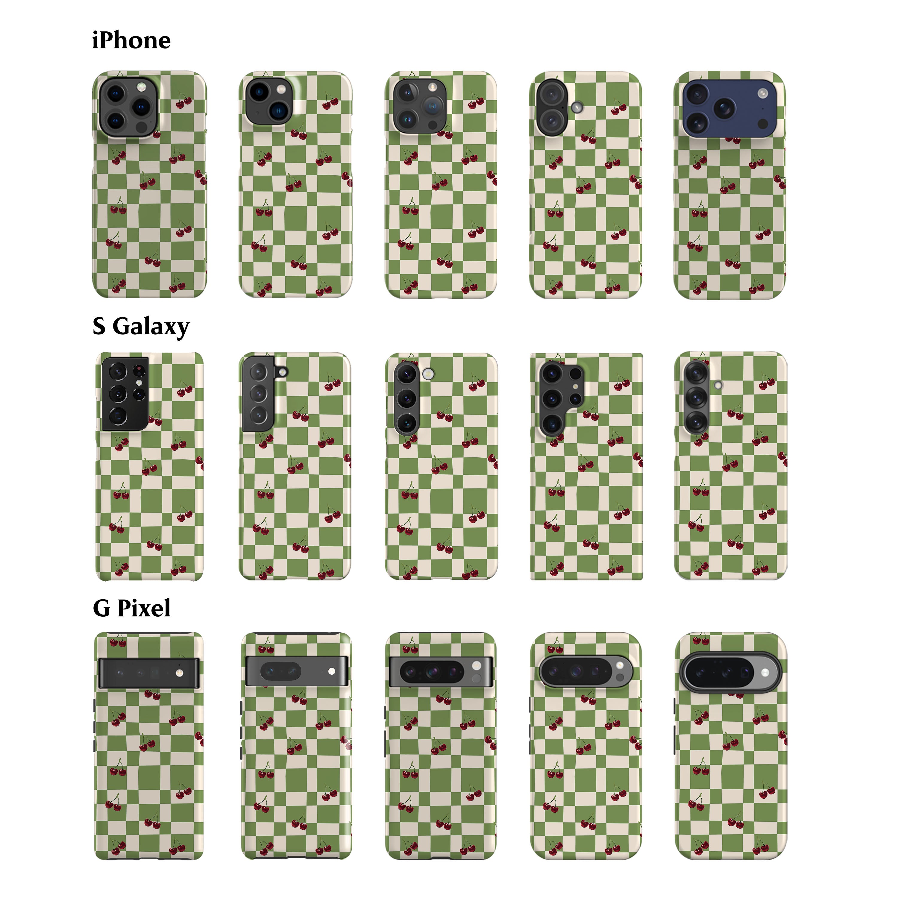 Picnic Cherries Green Phone Case
