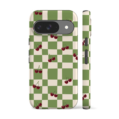 Picnic Cherries Green Phone Case