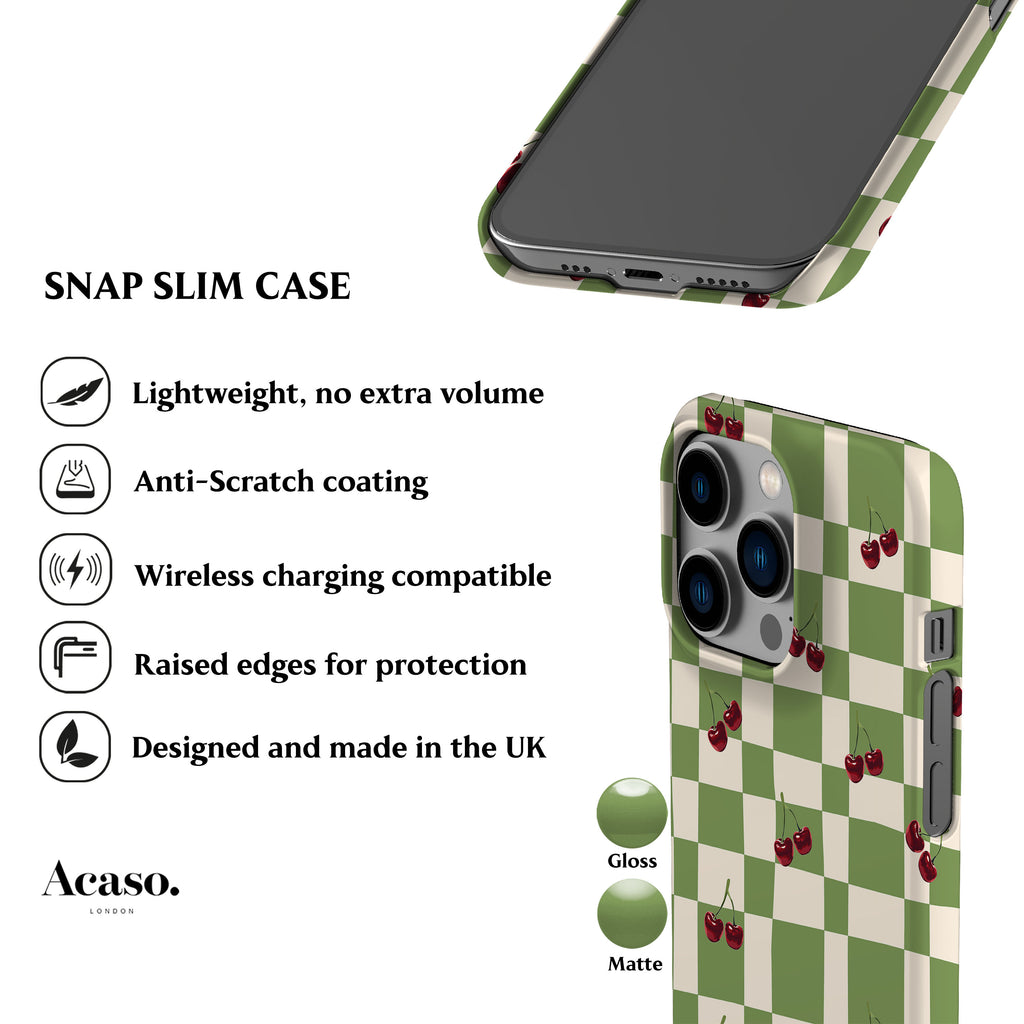 Picnic Cherries Green Phone Case