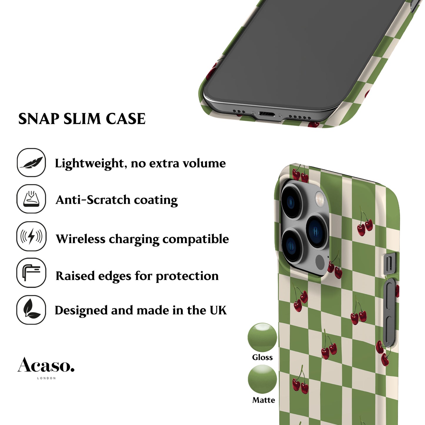 Picnic Cherries Green Phone Case