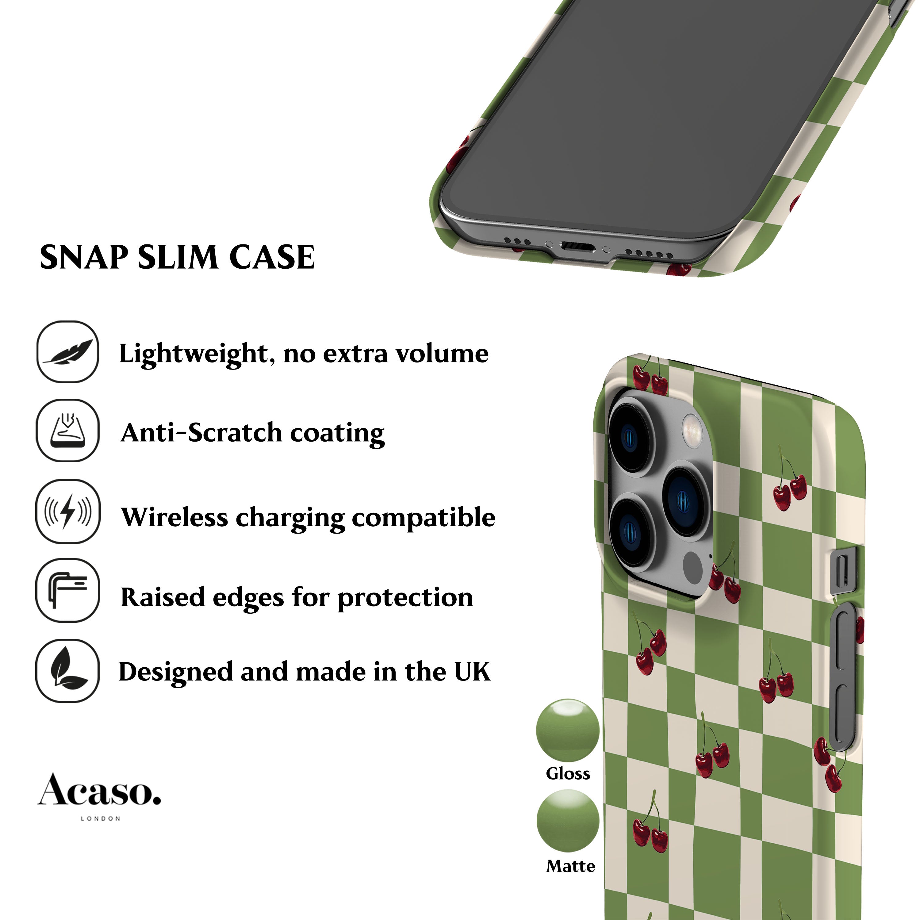 Picnic Cherries Green Phone Case