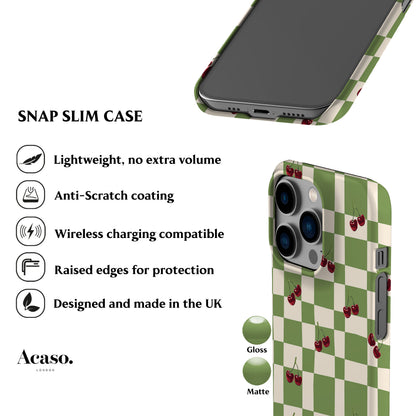 Picnic Cherries Green Phone Case