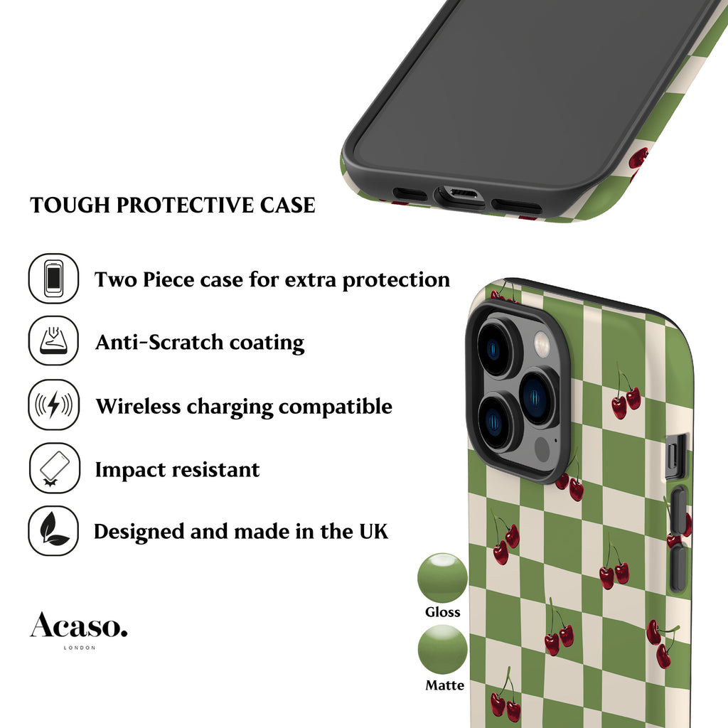 Picnic Cherries Green Phone Case