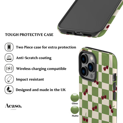 Picnic Cherries Green Phone Case