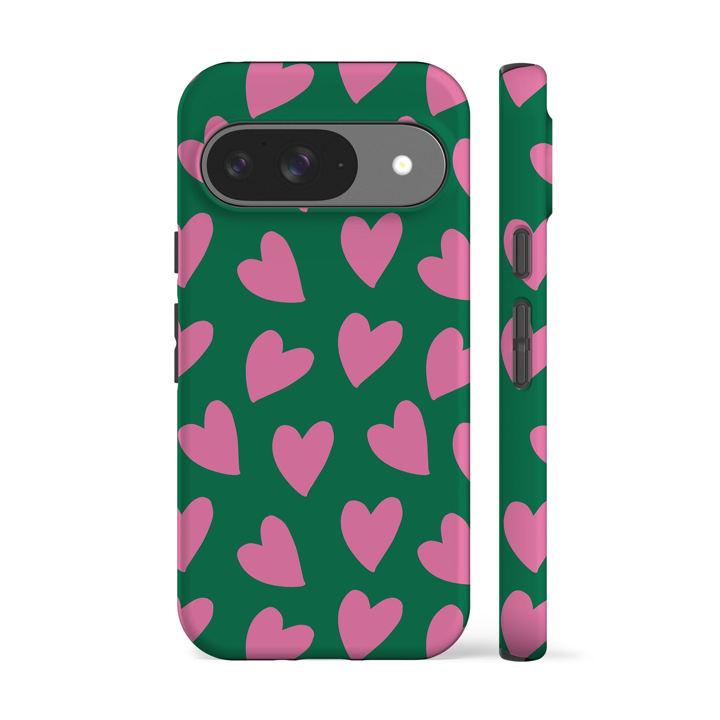Pink Hearts Green Phone Case