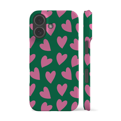 Pink Hearts Green Phone Case