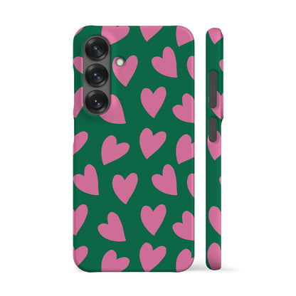 Pink Hearts Green Phone Case