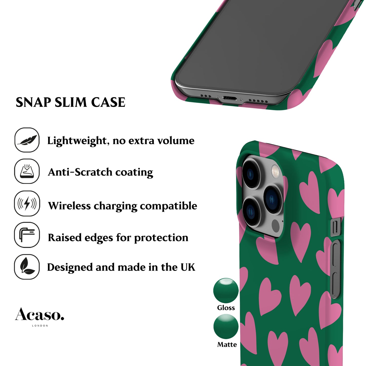 Pink Hearts Green Phone Case