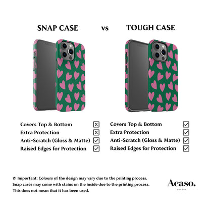 Pink Hearts Green Phone Case