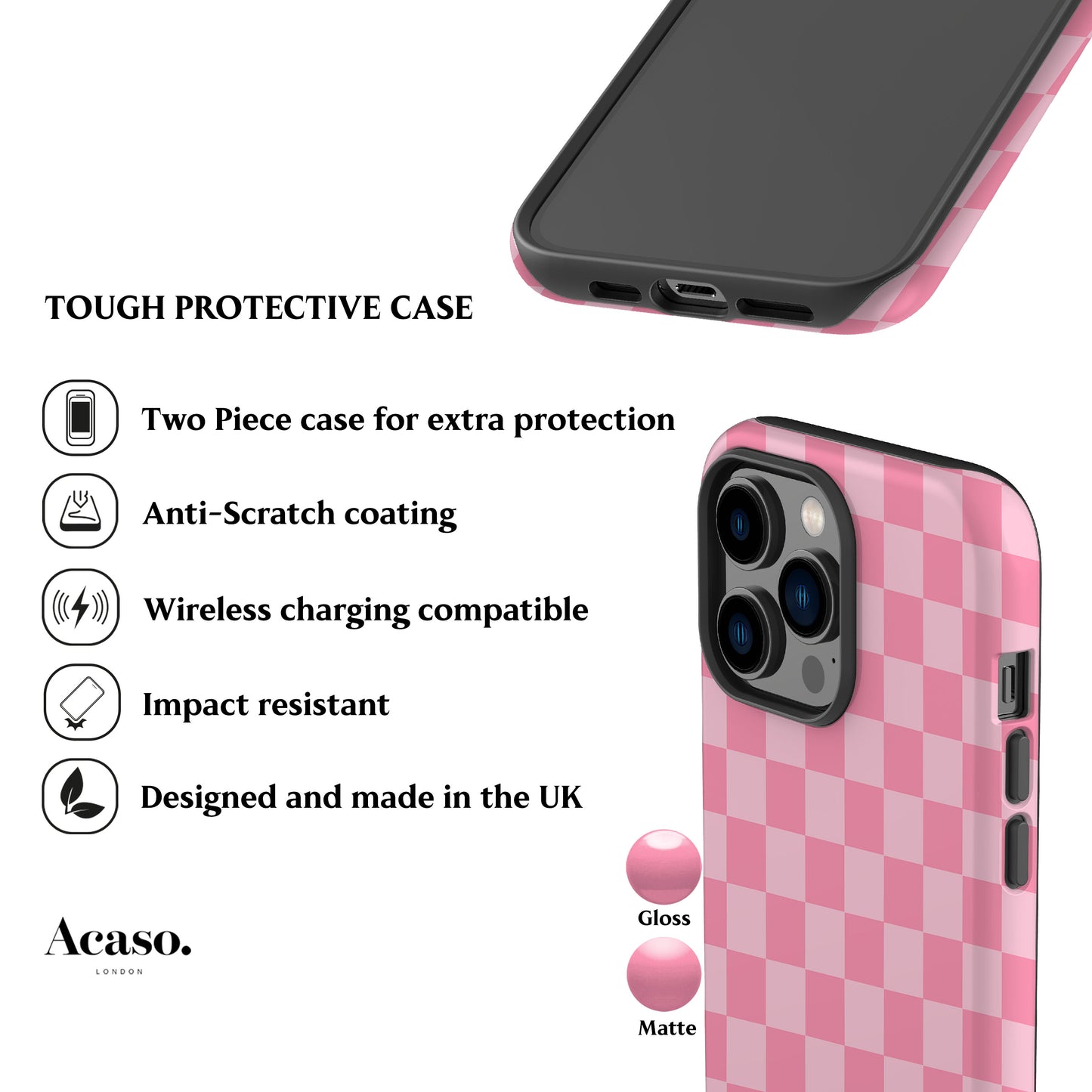 Hot Pink Checkers Phone Case