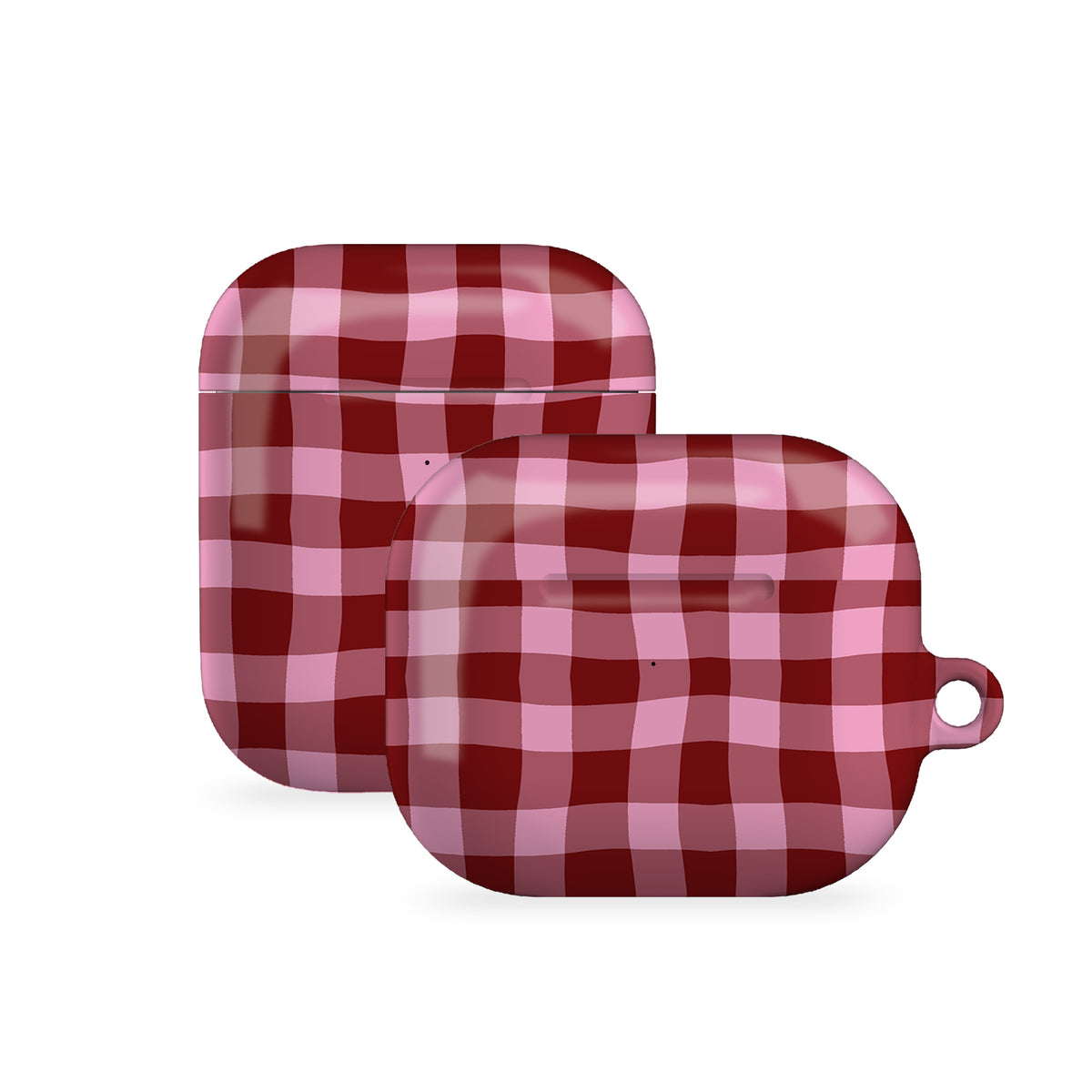 Pink Maroon Plaid AirPods Case Cover