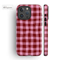 Pink Maroon Plaid MagSafe iPhone Case