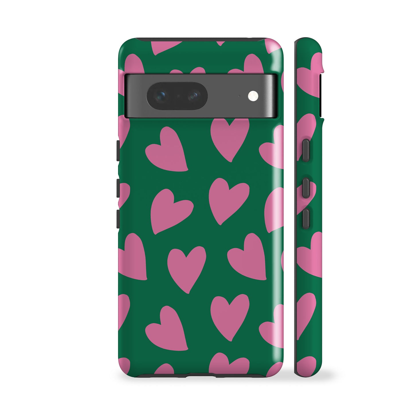 Pink Hearts Green Phone Case