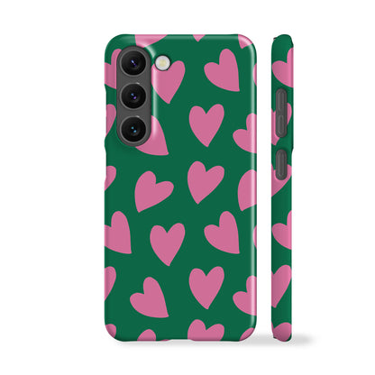 Pink Hearts Green Phone Case