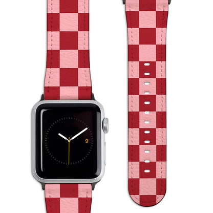 Pink Red Checkers Apple Watch Strap
