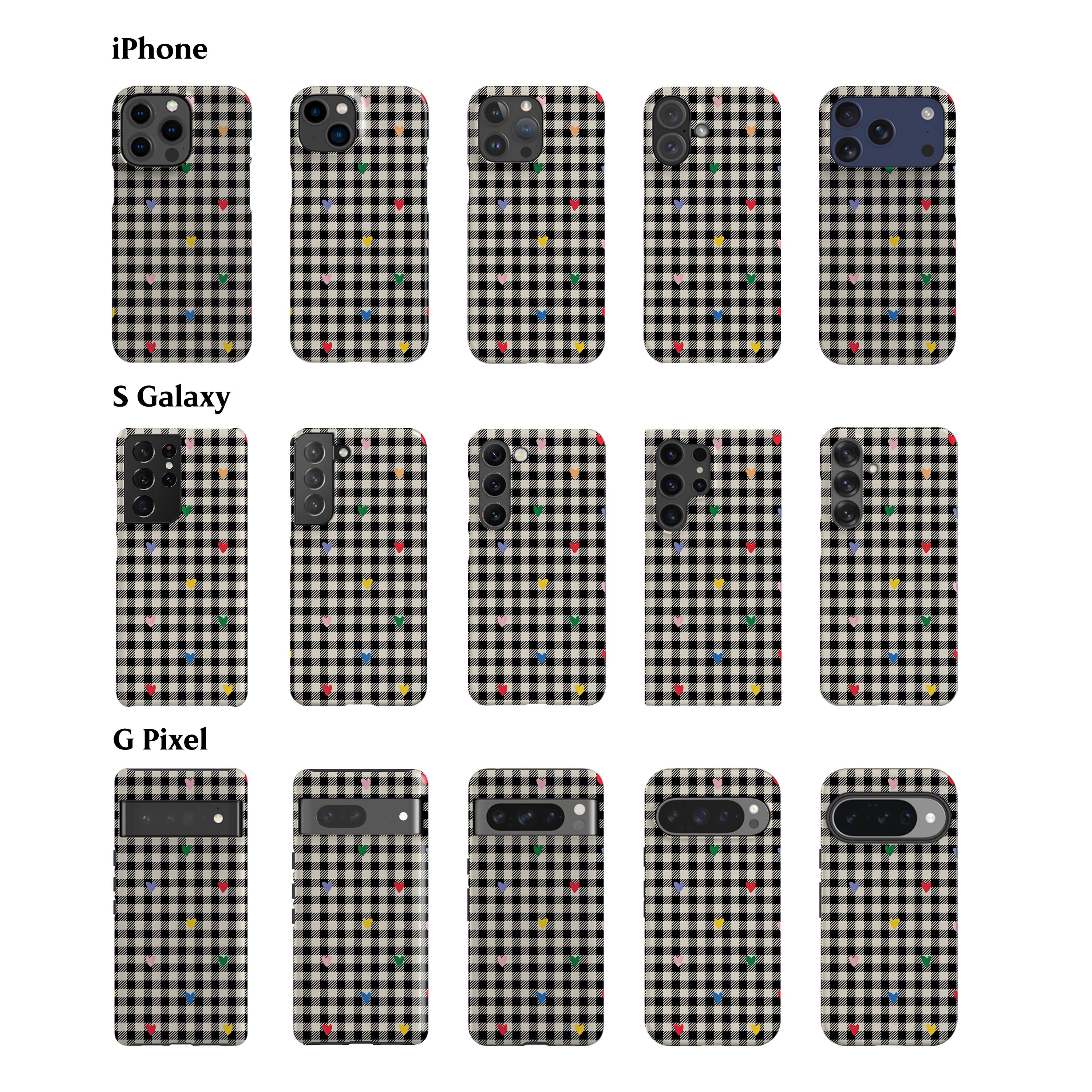 Gingham Hearts Phone Case