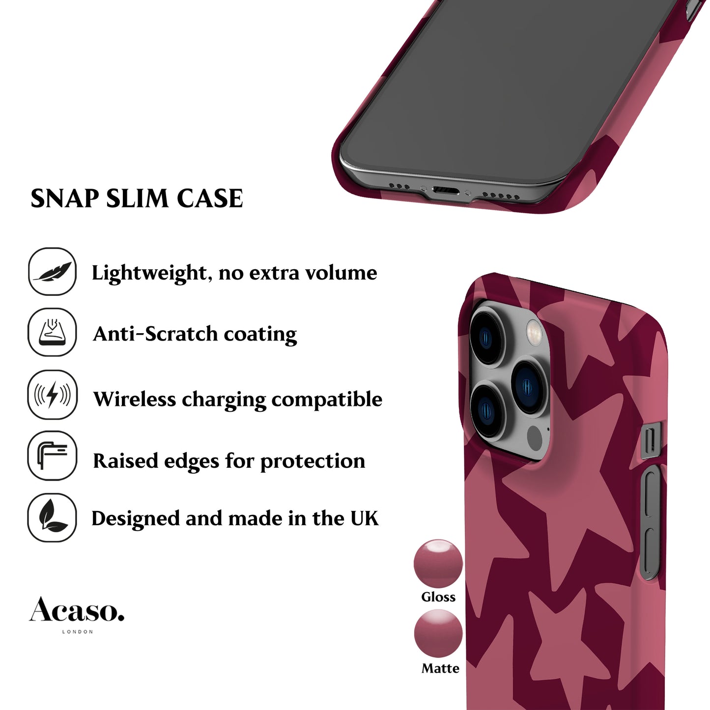 Deep Rose Stars Phone Case