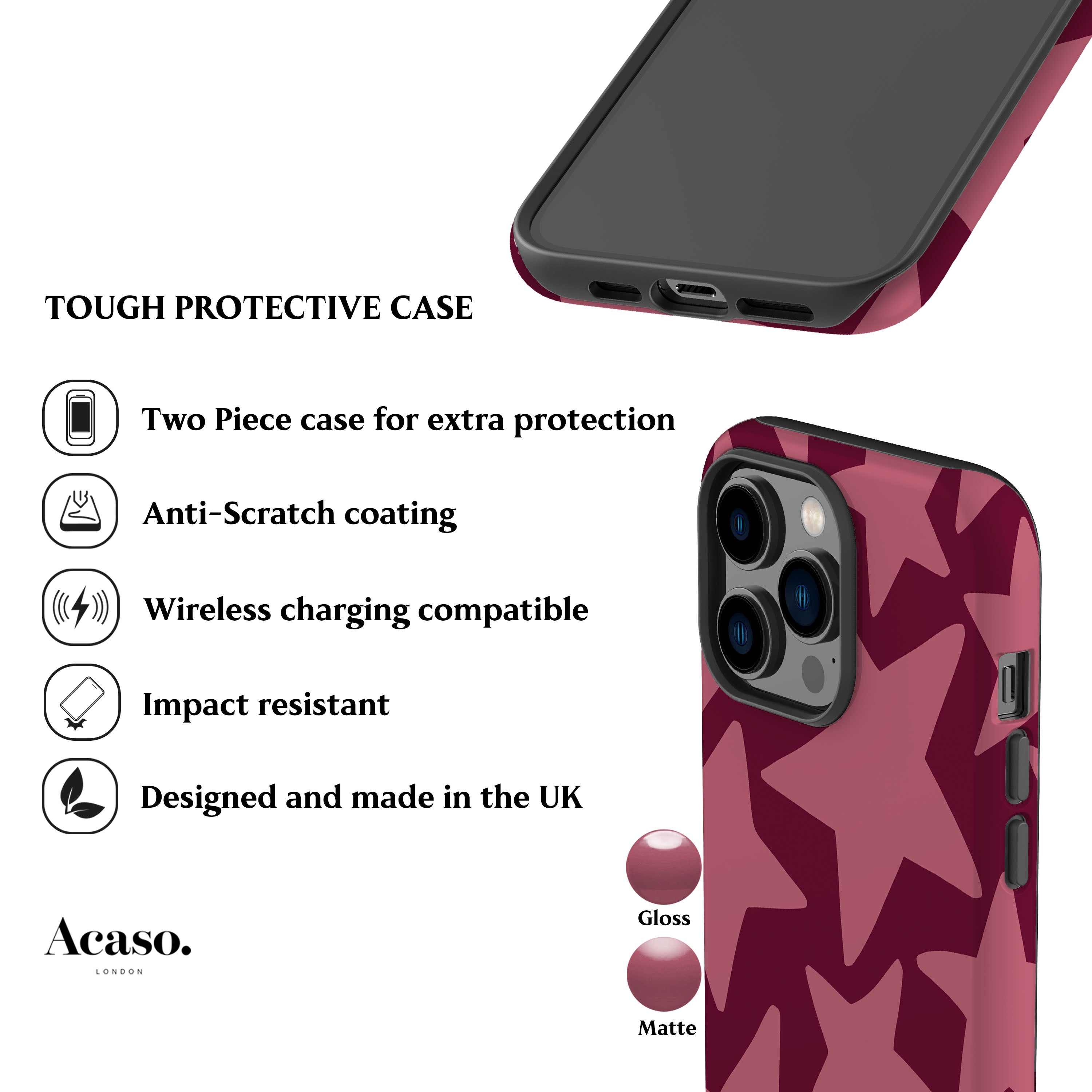 Deep Rose Stars Phone Case