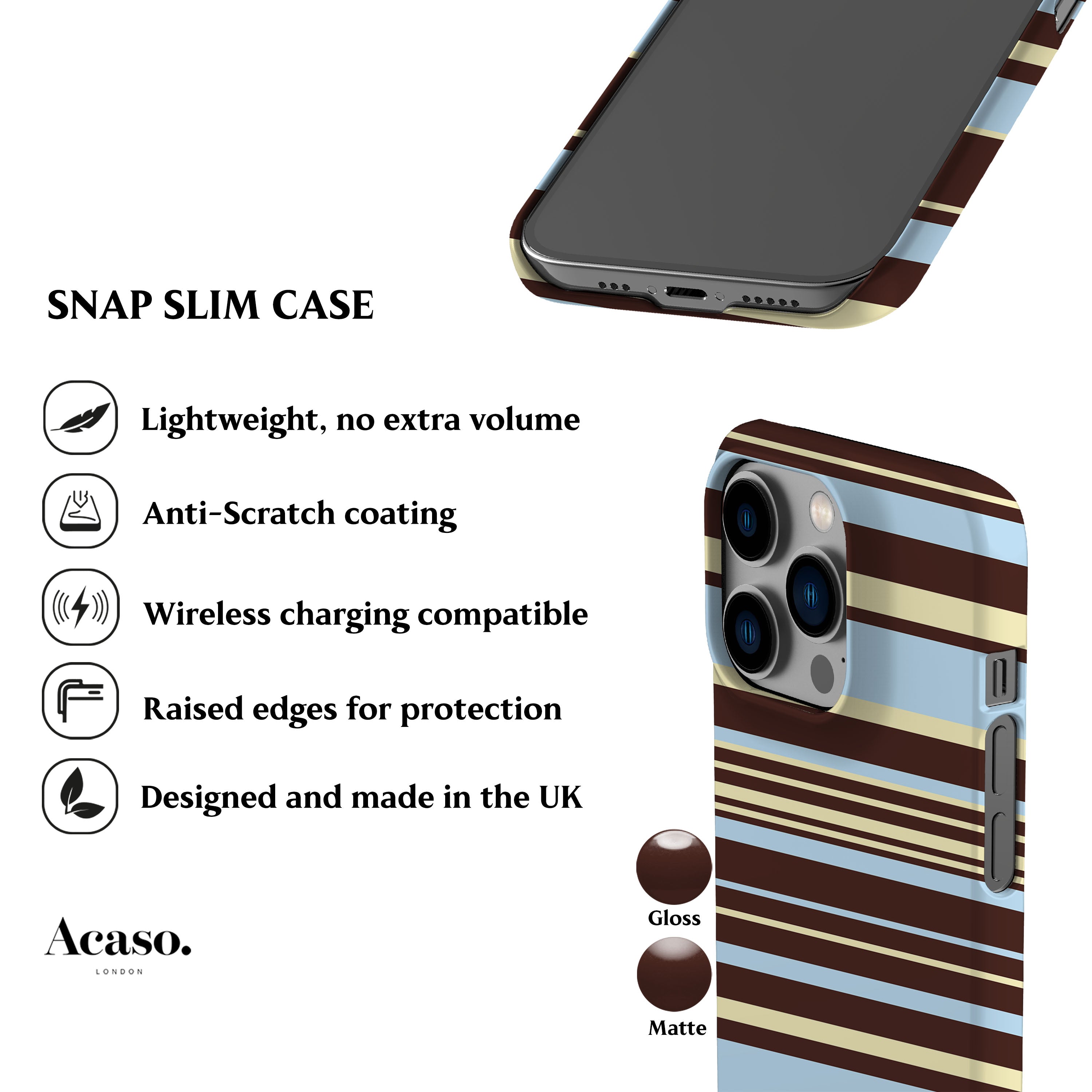 Polo Stripes Blue Brown Phone Case