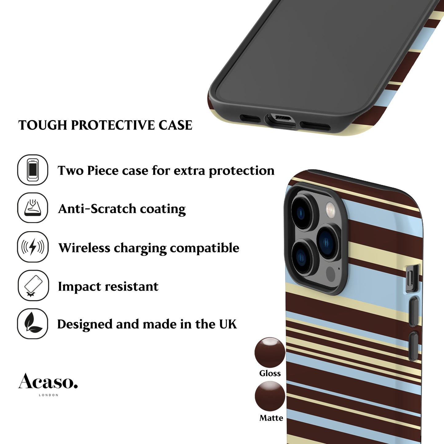 Polo Stripes Blue Brown Phone Case