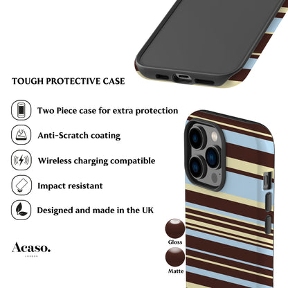 Polo Stripes Blue Brown Phone Case