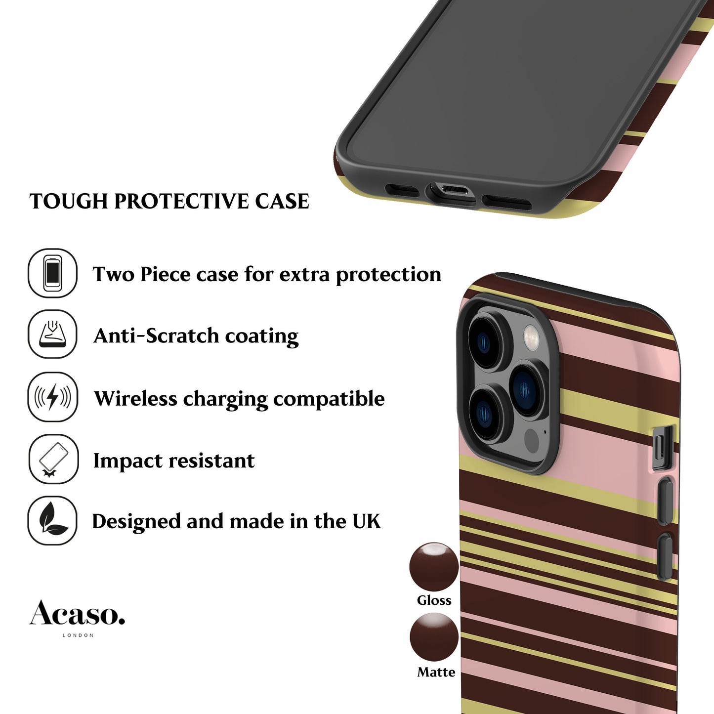 Polo Stripes Pink Brown Phone Case