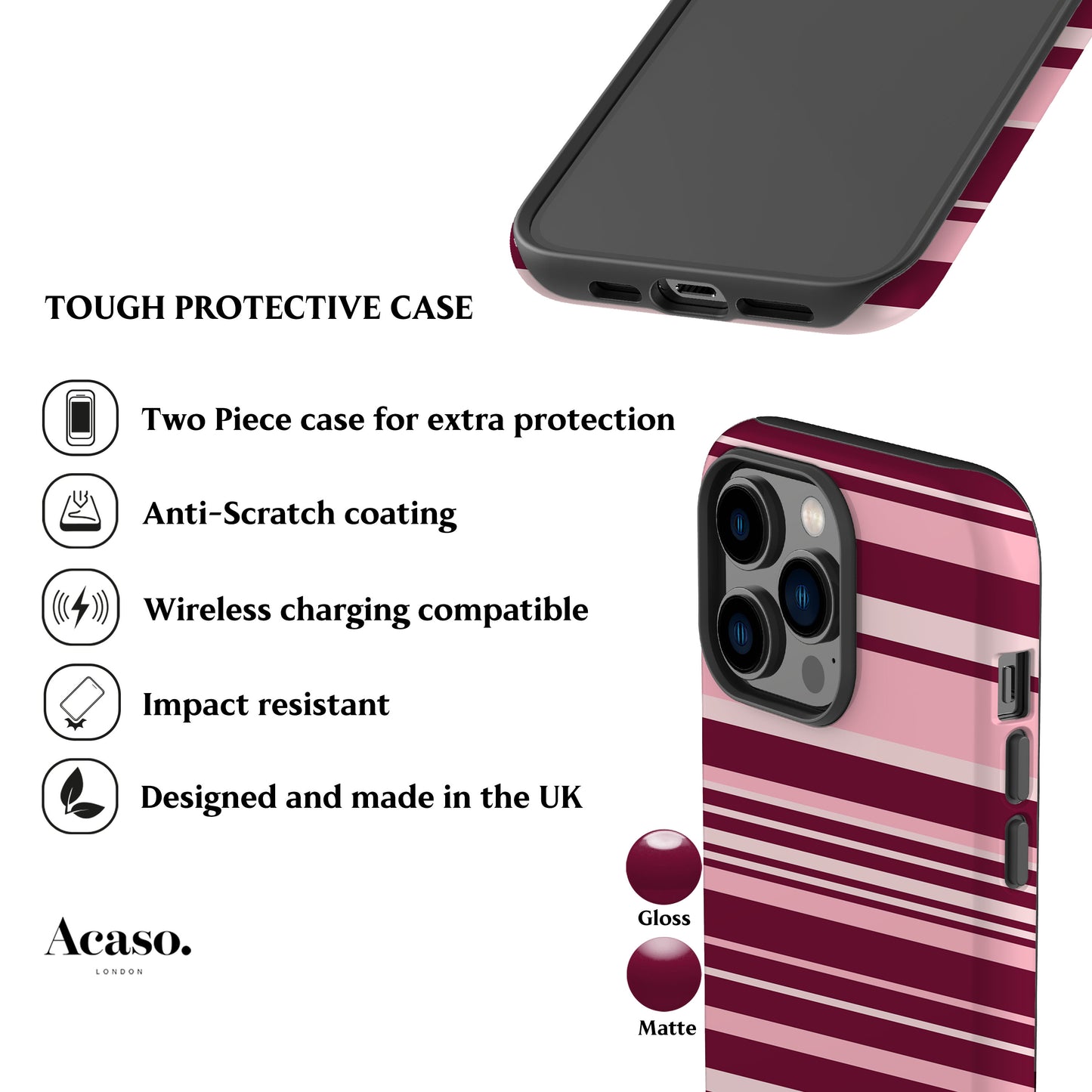 Polo Stripes Pink Rose Phone Case