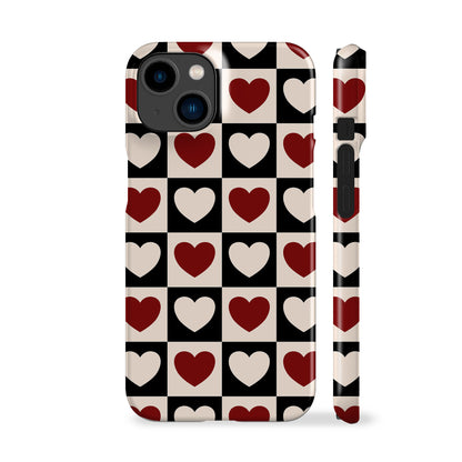 Red Heart Checkers Phone Case